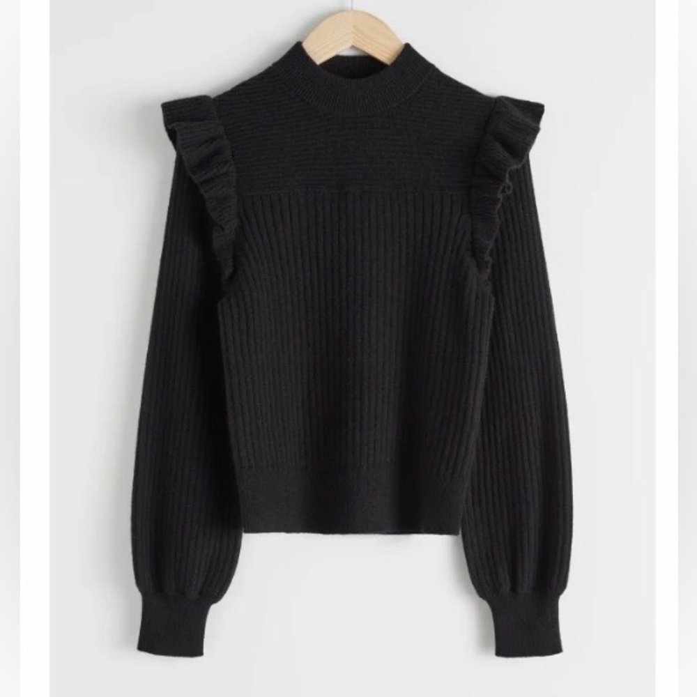 & Other Stories Frilled Mock Neck Sweater